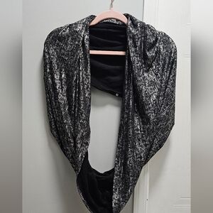 Fabletics Silver (Metallic) & Black Reversible Infinity Scarf